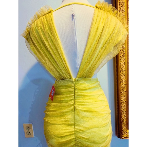 😍😍 Trendy Yellow Body Con Dress - Picture 2 of 3